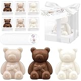 Design adorable d’ours : Ces savons de bain pour bébé sont en forme d’ours et disponibles en trois couleurs douces : blanc, marron clair et marron foncé. Chaque savon mesure environ 3,5 x 4,5 x 2,2 cm, petit et raffiné, parfait pour offrir en cadeau