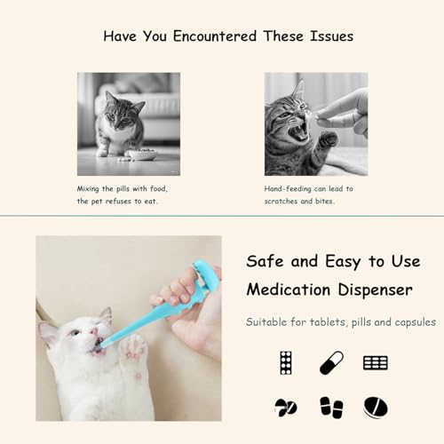 Image of Cat Pill Shooter, Pet Pill Dispenser with 2 Silicone Tips, Medicine Pill Pusher for Cats, Puppies and Small Animals