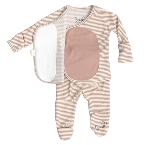 Bonsie Skin to Skin Babywear Footie Bodysuit - Baby Footed One Piece with Pink Striped Pattern - Berry Twist3