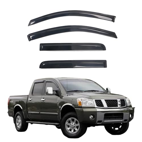 Rain Guards Compatible with 2004-2015 Nissan Titan Crew Cab, Acrylic