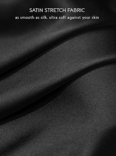 Femofit 2 Packs Satin Nightgowns For Women Sexy Silky Full Slip Sleepshirt Chemise Sleepwear With Adjustable Strap Nightdress (Black+Champagne,L) #TOP4