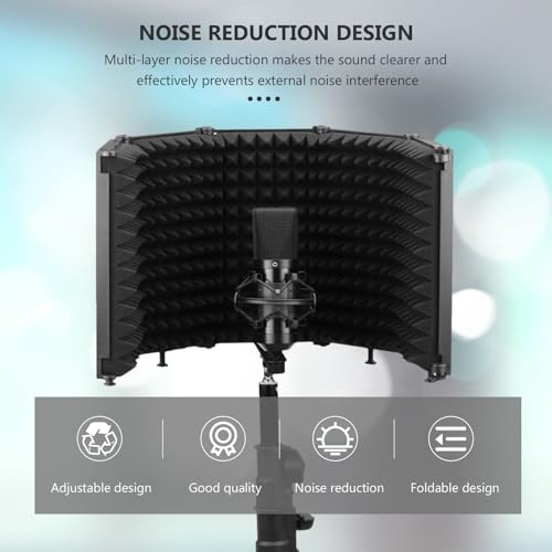 Bouclier isolation microphone noir à trois panneaux en alu - 6