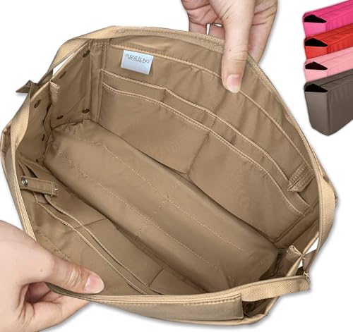 Image of Exclusive Zippered Purse Organizer Insert For Handbags, Shaper For Speedy, Neverfull, On The Go & Graceful Totes (Extra Jumbo, Tan)