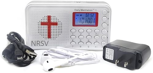 Daily Meditation NRSV Dramatized Audio Bible Player - Nueva versión estándar revisada Biblia electrónica parlante con cargador y auriculares,
