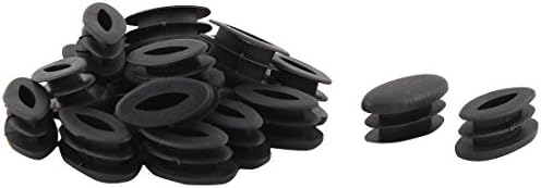 Uxcell Plastic Tube Insert Caps - 20x40mm Oval Chair Leg Feet, Pack Of 20 Black Floor Protectors