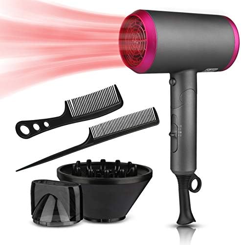 Secador pelo rizado, Sendowtek 1800W secador de cabello con Mango Plegable  y Diseño de Tubo Interior 2 Velocidades 3 Temperaturas Tecnologia Ceramica  y Ion Negativo para Cuidado del Cabello - PREYCA
