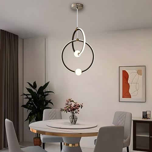 Image of Smartway Addison 65W LED Hanging Pendant Light for Living Room, Dining Table, Bedroom & Office | Modern Intersecting Ring Design | 3 Color Modes | Premium Hanging Lamp