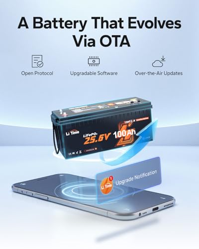 Image of LiTime 24V 100Ah Lithium Battery Compatible with Victron Energy, CAN /RS485 Communication, Bluetooth 5.0, Low-Temp Protection, 4000+ Deep Cycle, for RVs, Off-Grid, Home Energy Storage