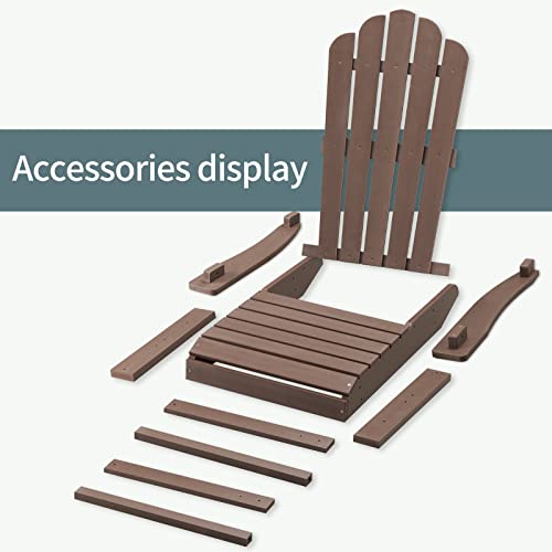 Efurden Adirondack Chair, Polystyrene, Weather Resistant & Durable Fire Pits Chair For Lawn And Garden, 350 Lbs Load Capacity With Easy Assembly (Brown, 1 Pc) #TOP4