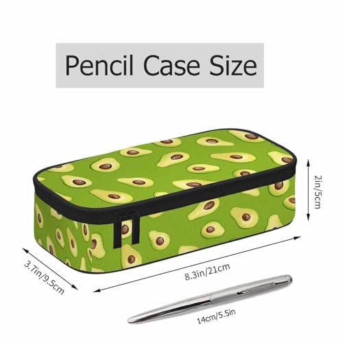 Image of Green Avocado Pencil Holder Bag Exotic Tropical Fruits Pencil Case College Office School for Teens Boy Girl