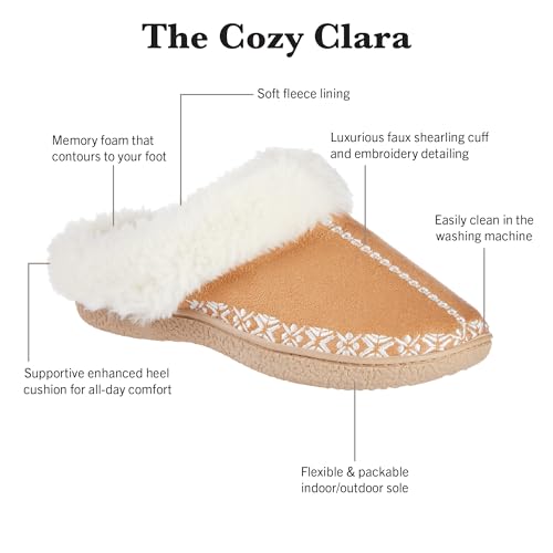 isotoner Women's Clara Embroidered Microsuede Clog Slippers2