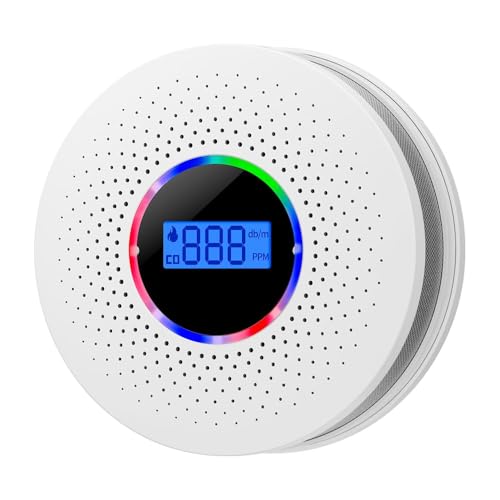 AOTIQUAL Smoke and Carbon Monoxide Detector, Carbon Monoxide Detectors with LCD Display and Sound...