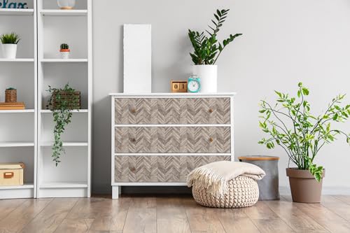 Papel pintado para muebles viejo texturizado Wallfluent con tableros marrones mate 3
