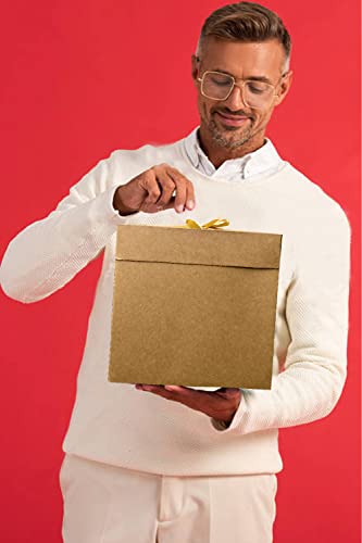 Elephant-Package Gift Box With Lid For Presents, Medium Brown Kraft Gift Box With Ribbon And Paper Filler- Collapsible, 8" 1 Pack #TOP3