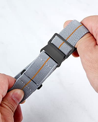 Image of BINLUN Elastic Nylon Watch Band 18mm 20mm 22mm Marine Nationale Fabric Military Parachute Replacement Watch Strap Men Women Silver & Black Buckle - Upgraded Hook-and-Loop Buckle