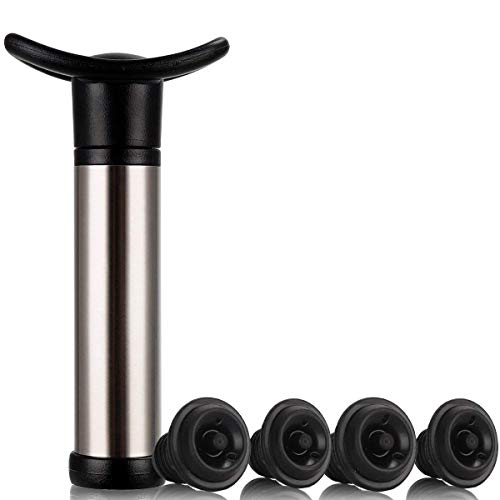 Wine Saver Vacuum Pump Preserver with 4 Wine Bottle Stoppers