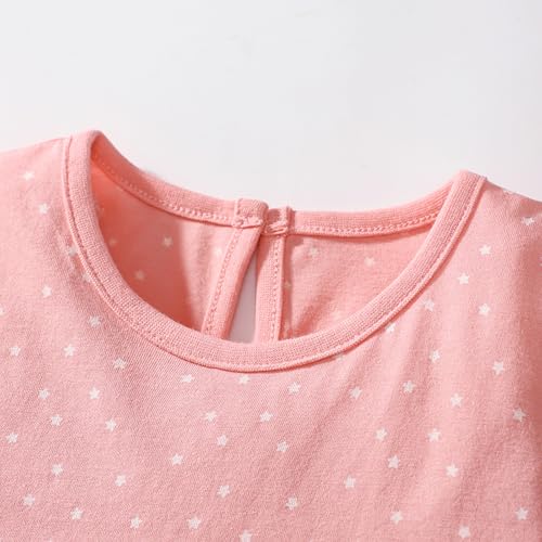 Image of HILEELANG Toddler Girl Short Sleeve Easter Dress Cotton Casual Jersey Shirt Playwear Applique Dress
