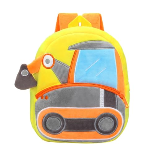 KOMUNJ Kleinkind Rucksack, Bagger Rucksack Kindergarten Kindergartenrucksack, Cartoon Kinder Rucksack Tier Cartoon Mini Tasche Plüsch Kinder Rucksack, für Baby 1-5 Jahre