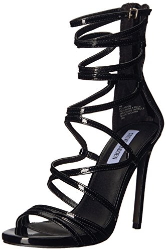 Steve Madden Women's Flaunt Heeled Sandal, Black Patent, 7 M US