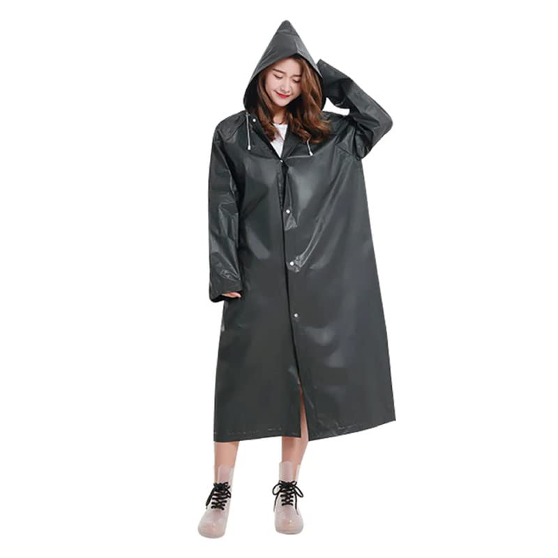 Image of AUGEN By Visions India Women EVA Waterproof Transparent Rain Coat Hooded Outdoor Water Resistant Portable Raincoat Suit for Unisex EVA Rain Coat (Free Size)