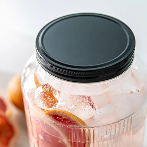 Image of 5.5 Liter Glass Beverage Dispenser with Tap & Black Lid, Drink Dispensers for Beer, Water, Cocktails, Detox Drinks, Party,Bars,Home & Restaurants,Wedding Decoration (VM-04)