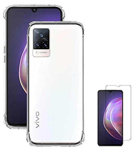 Image of Soft Flexible Silicone Back Cover Vivo V21 5G, Transparent Case + Screen Guard