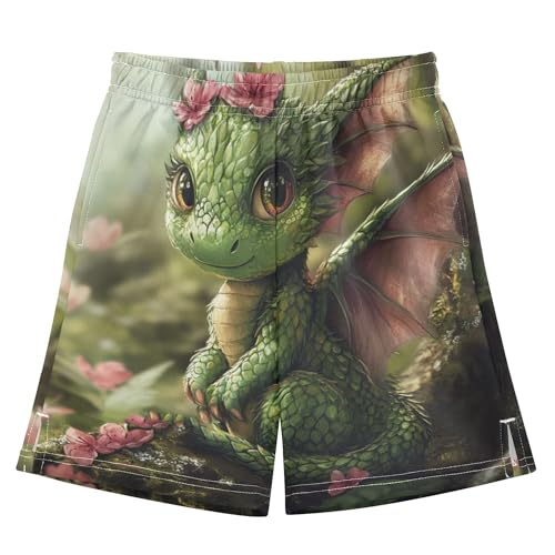 YYZZH Green Dragon Baby in Flower Boy Casual Shorts Athletic Shorts Pants with Pockets