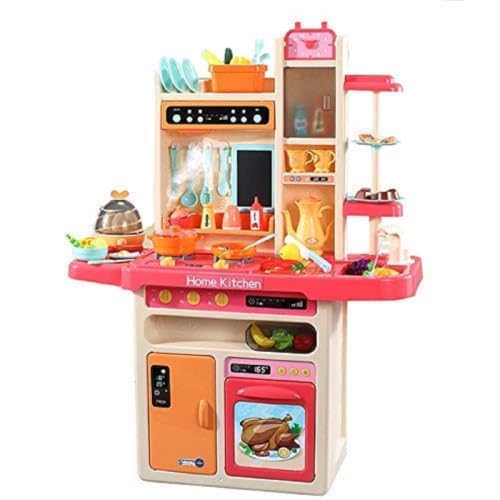 Image of LONGMIRE Plastic 65 Pcs Big Size Kitchen Playset | Musical & Light Kitchen Set Toy for Kids with Sound and Accessories Set for 4 Year Old (Multicolor)