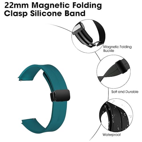 Image of LORENZ Silicone 22mm Replacement Watch Strap with Adjustable Magnetic Lock Feature