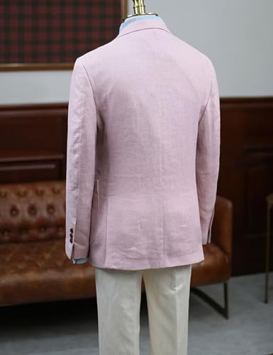 Men's Casual Linen Blazer Jacket Single Breasted Lightweight Sport Coat Notch Lapel Wedding Tuxedo3