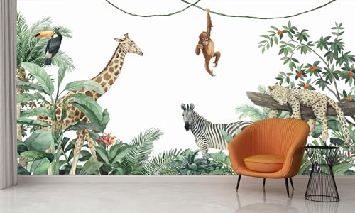 Audace Liberté Papier Peint Panoramique Peint À La Main Animal Jungle Soie 355×250 cm Papier...