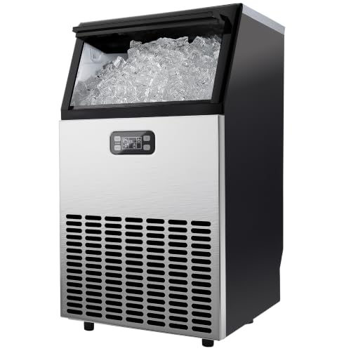 Image of EUHOMY Commercial Ice Maker Machine, 150lbs /24H Stainless Steel Under Counter ice Machine with 33lbs Ice Storage Capacity, Freestanding Ice Maker.