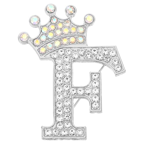 Image of PATIKIL Letter Brooch Pins, Crown Initial Rhinestone Alphabet Letter Lapel Badges Pin for Women Suits