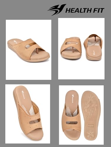 Image of HEALTH FIT EXTRA SOFT Women's Comfortable Memory Foam Doctor Slippers /Flip-Flops|Fashionable Casual & Stylish|Lightweight & Breathable|Outdoor Synthetic Casual Chappals Sandals Ladies & Girls HF25