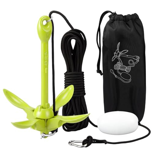 Image of MorningRo 1 Pack 1.5 /3.5 lb Marine Kayak Anchor Kit with 40ft Rope and Buoy Folding Grapnel Boat Anchor Kit Kayak Fishing Accessories for Small Boats, Canoe, SUP Paddle Boards