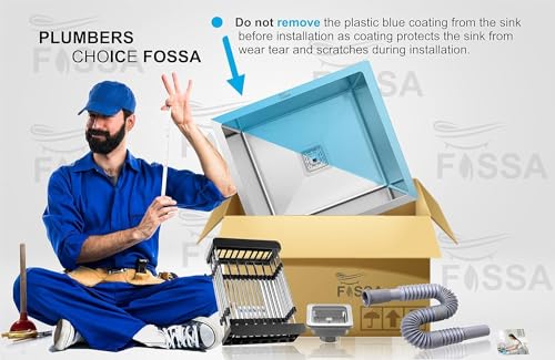 Image of Fossa 18 inchx16 inchx9 inch Single Bowl Handmade Kitchen Sink, Premium Stainless Steel, Durable Rust Resistant Design, Scratch & Stain Proof, Spacious Modern Kitchen Sink - Silver (Matte Finish)