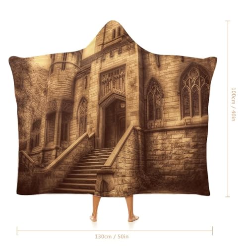 Couverture à capuche château médiéval imprimé vintage haut de gamme - 3