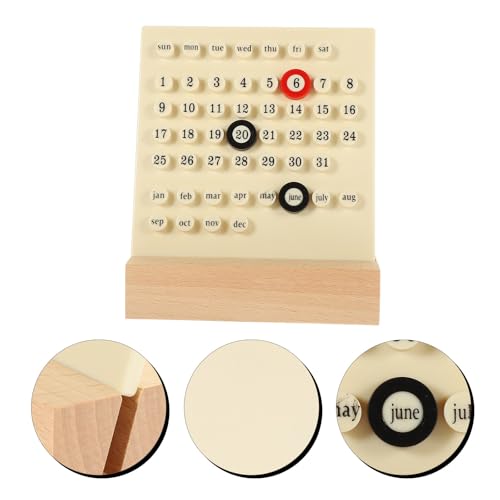 AUTSUPPL Reusable Perpetual Calendar for Desk and Kitchen, Stylish Abs and Wood Material with Manual Date Changing, Decorative Plastic Month Date Display Desktop Decor for Daily Use - Image 8