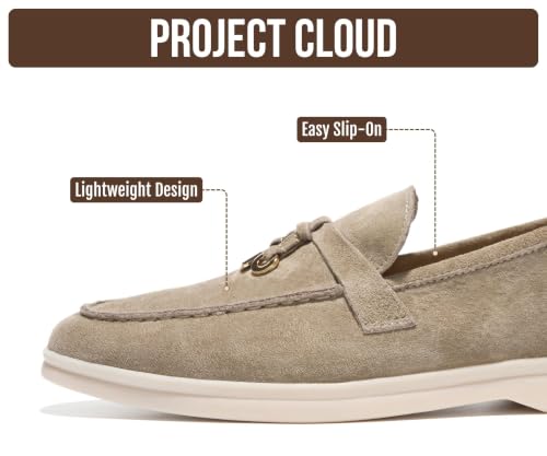 Image of Project Cloud 100% Genuine Leather Slip-on Casual Loafers for Women | Memory Foam Insole Lightweight Womens Loafers - Non-Slip Moccasins Comfortable Casual Footwear - Comfortable Loafers Women