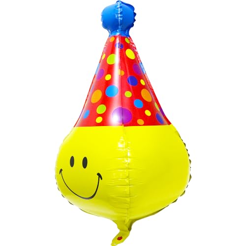 Unique 4D Happy Emoticons With Hat Balloons Smile Face Helium Balloons, 6 Pack Cute Cartoons Movie Character Smile with Party Hat Foil Mylar Balloons For Kids Birthday Decoration Party Supplies by Hokilands - Image 9