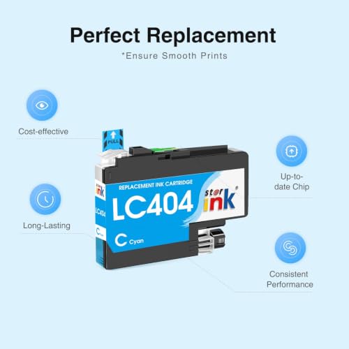 Starink LC404 MFC-J1205W LC404XL Ink Cartridges for Brother Printer 404XL LC 404 XL for MFC-J1205W MFC-J1215W MFC J1205W J1215W XL, LC404 4 Pack Black Cyan Magenta Yellow — view 4