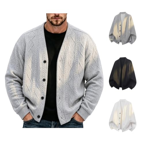 PXQIRMR Knit Sweater Cardigan Men V Neck Button Down Plus Size Cardigan - image 1