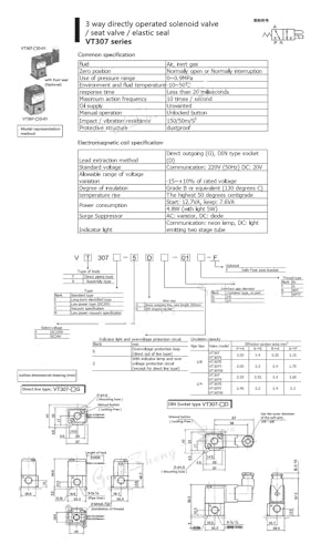 Électrovanne à vide VT307 haute fréquence électromécanique de précision robuste AC110V