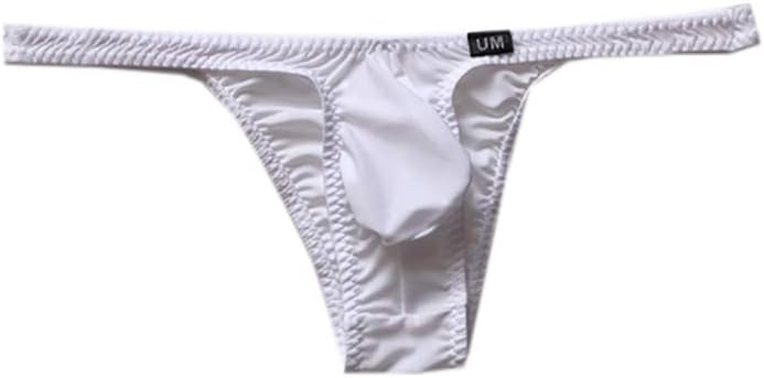 COMLIFE Men's Ice Silk Solid Color Low Waist Bikini Briefs Underwear Bulge Pouch Lingerie Seamless Underpants Undies