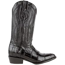 Ferrini Italia Mens Stallion American Alligator Round Toe Dress Boots Mid Calf - Black