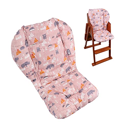 Baby High Chair Cushion, Thick Pad for Wooden High Chair, Baby Dining Chair Liner Mat(Pink Forest)