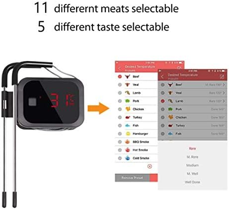 Inkbird IBT-2X Bluetooth 4.0 Barbecue, termometr do grilla, termometr do mięsa, termometr kuchenny, timer z alarmem temperatury, aplikacja do systemu Android 4.4 + top i iOS 7+ (2 czujniki)