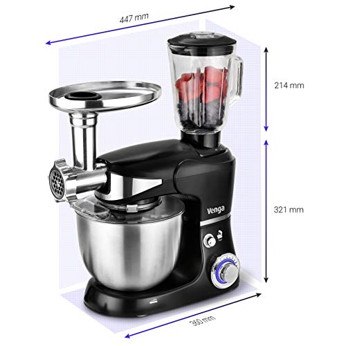 Batidora-Amasadora-3-en-1-Venga-con-Licuadora-y-Picadora-de-Carne-12-accesorios-1000-W-Negro-VG-M-3015