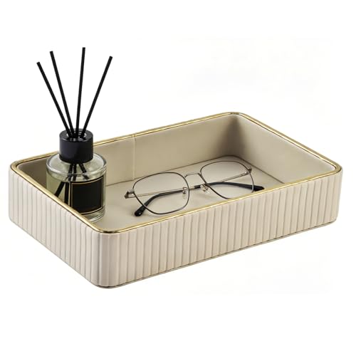 XNONE Plateau de valet en cuir synthétique - Plateau de rangement de bureau - Organiseur de table de nuit - Pour bijoux, montre, parfum, salle de bain, chambre à...