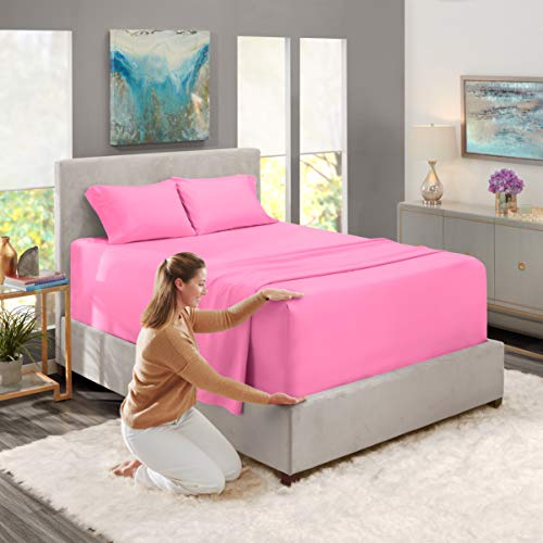Image of Nestl California King Bed Sheet Set - Light Pink - 4-Piece Extra Deep Pocket